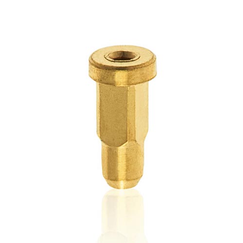 Micro socket shaped with a 0.66 mm square barrel mating with a 0.20 mm pin on the cardiac pacemaker’s electronic board