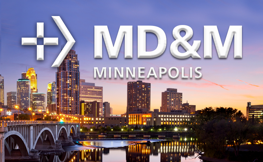 MD&M Event at Minneapolis graphic showing city landscape